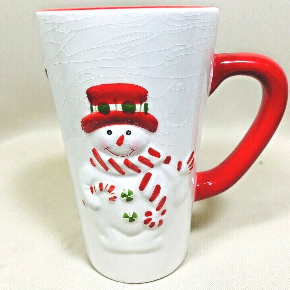 Snow man Coffee Tea Cup Mug East West Distributing Co Holidays Christmas 6" Tall